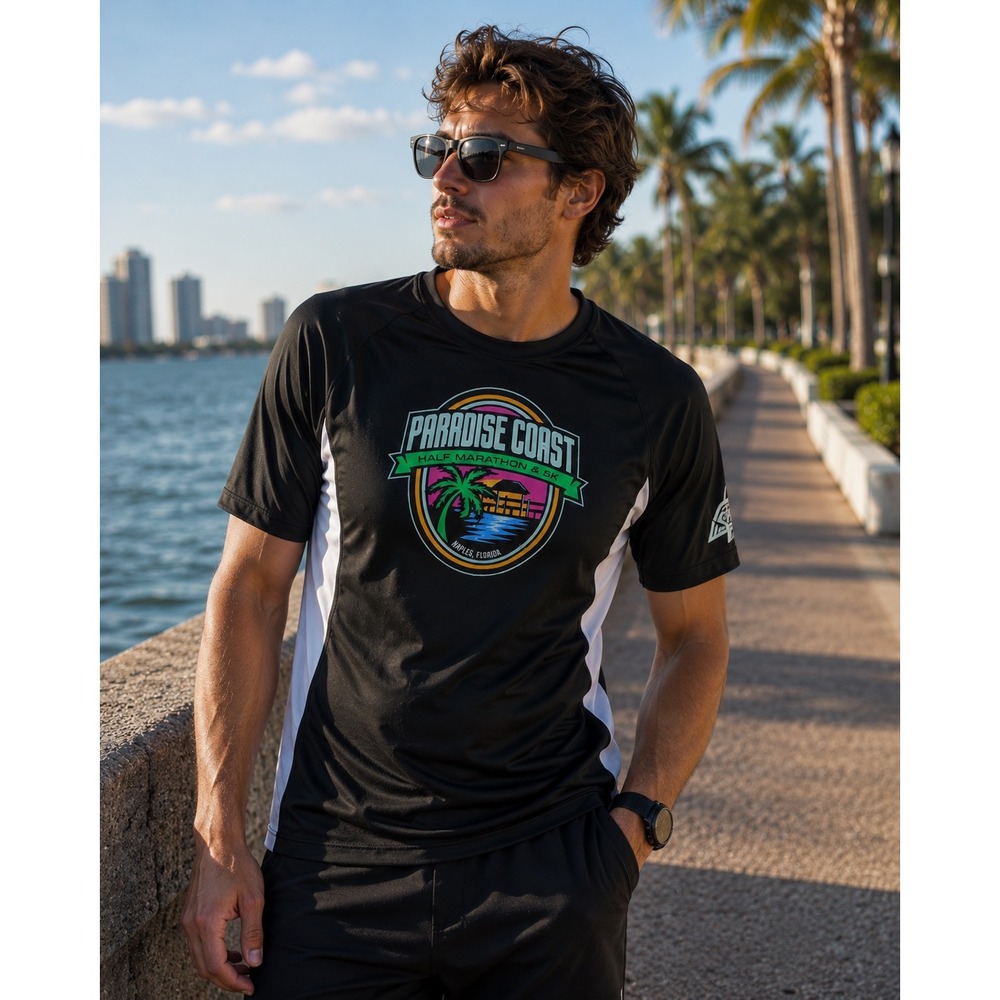 A4 Paradise Coast Half Marathon 5K Performance Shirt Mens XL Black Running Tee